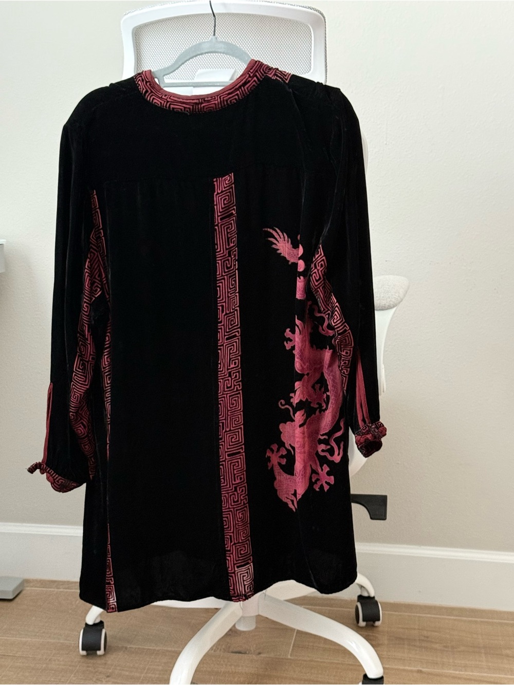 Citron Black Velvet Top with Deep Pink Embroidered Trim - Picture 2 of 4